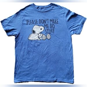 Peanuts Unisex Blue Short Sleeves Crew Neck Graphic T-Shirt - Medium - EUC